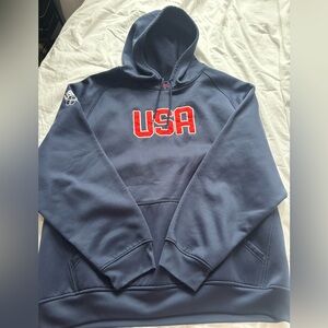 Team Apparel Navy Hoodie with Red USA Embroidery